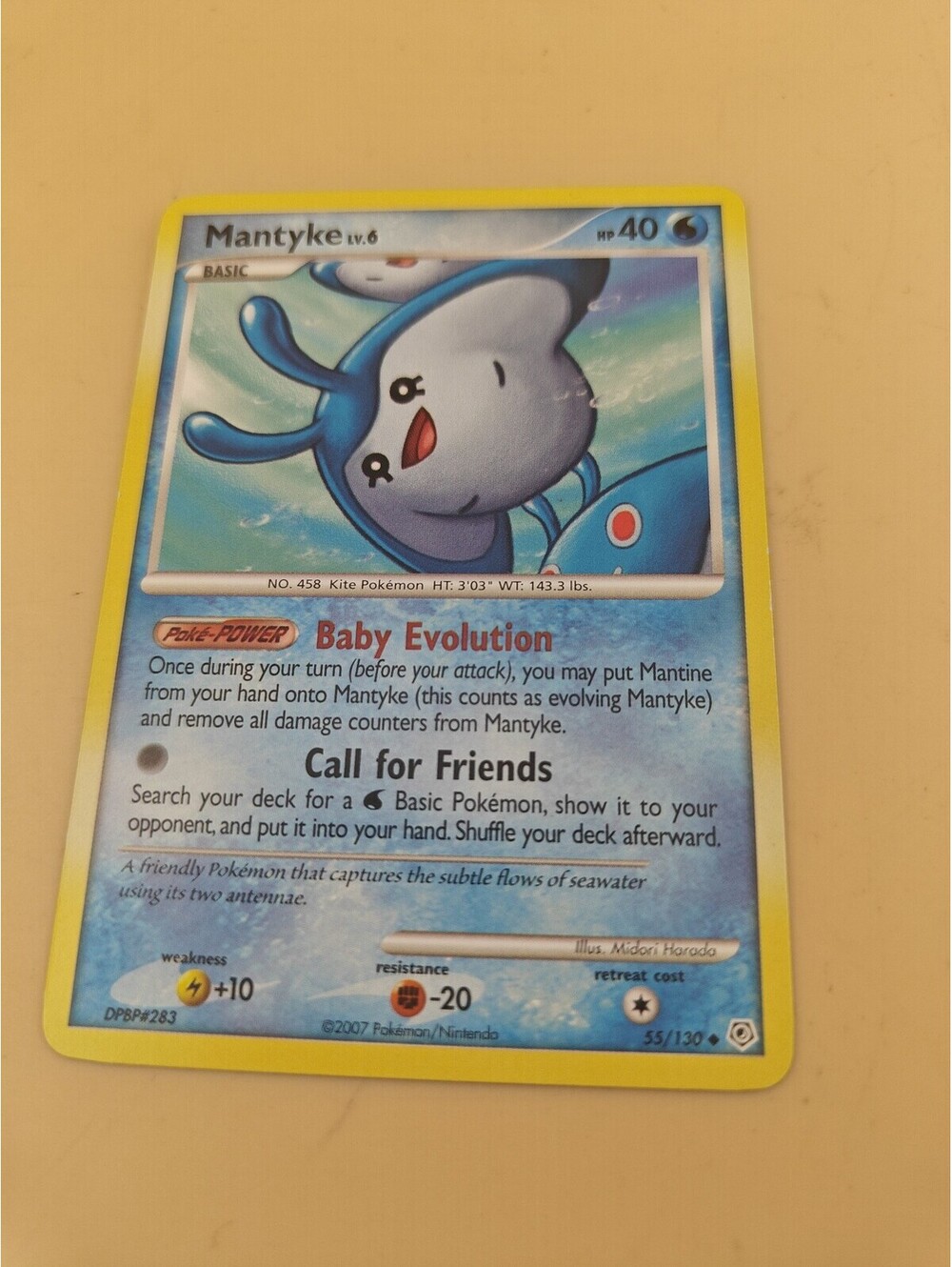 Pokemon Mantyke 55/130 Diamond & Pearl 2007 Uncommon Regular Card